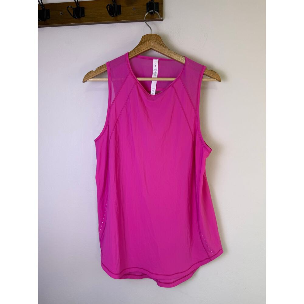 Lululemon Hot Pink Mesh Back Run Tank Top Size 10 Athletic Sleeveless - Picture 2 of 6